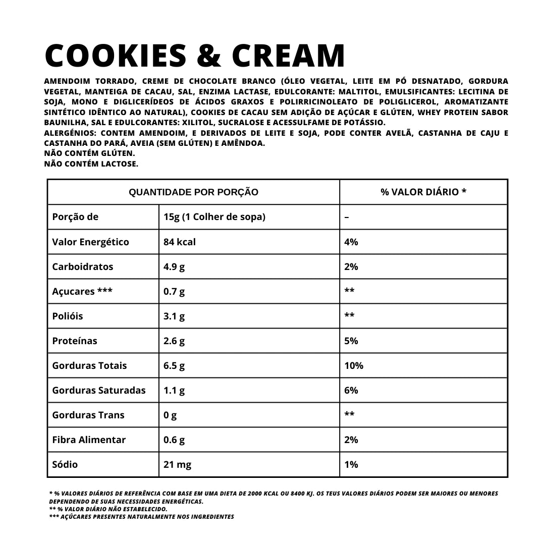 Manteiga de Amendoim Sabor Cookies & Cream
