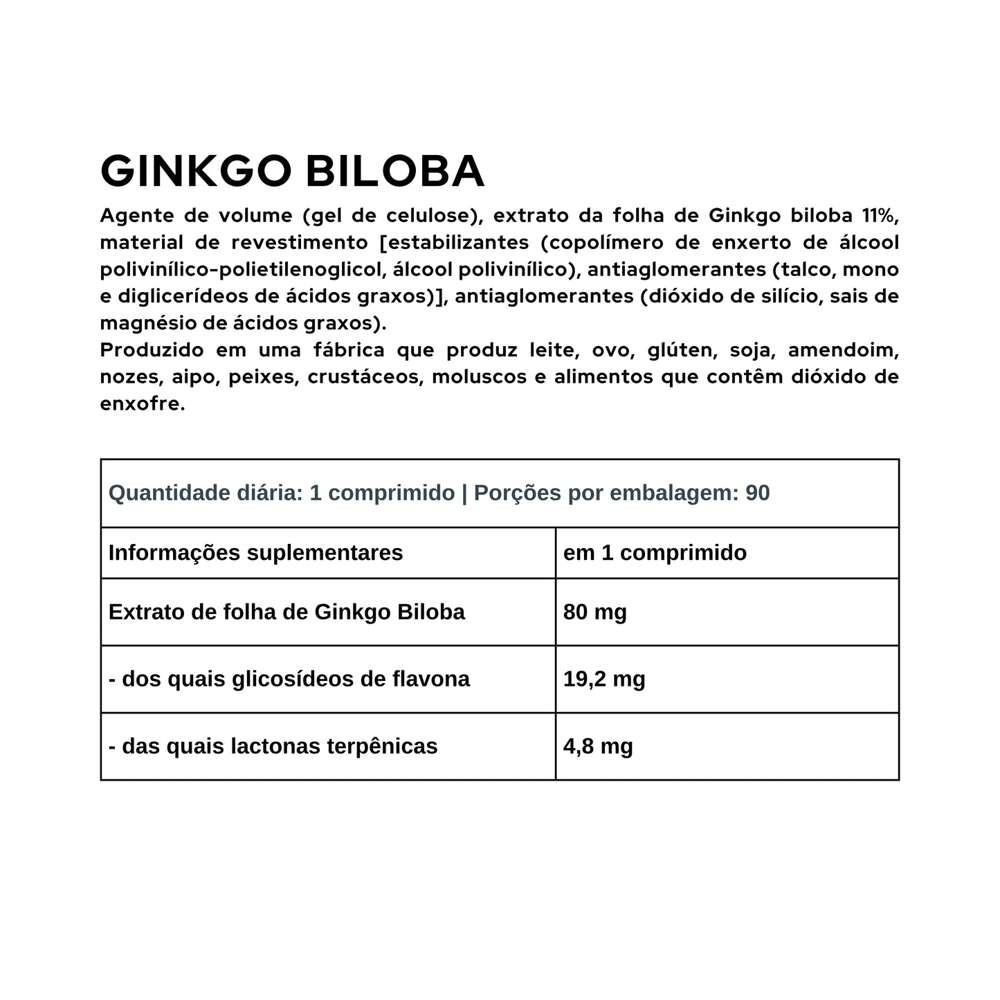 Ginkgo Biloba - 90 Comprimidos