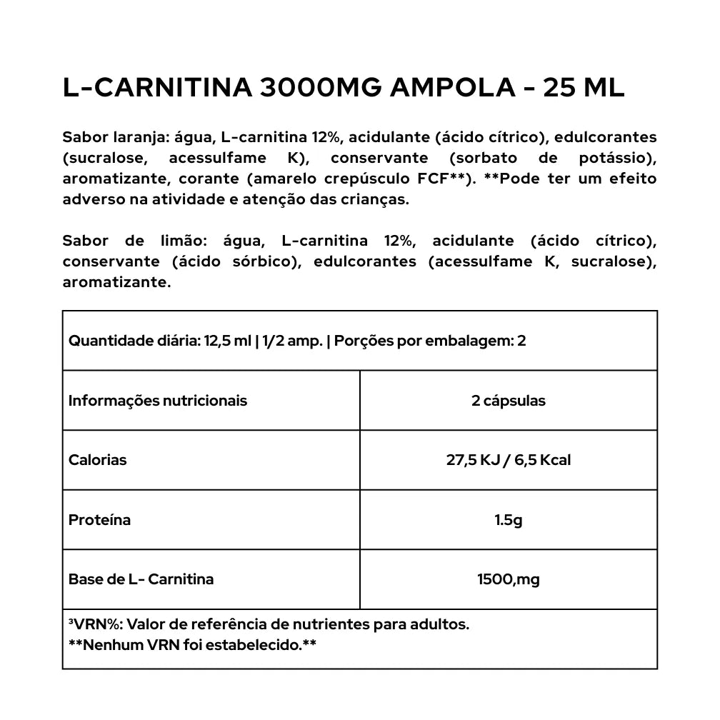 L-Carnitine 3000 Ampules - 25 ml