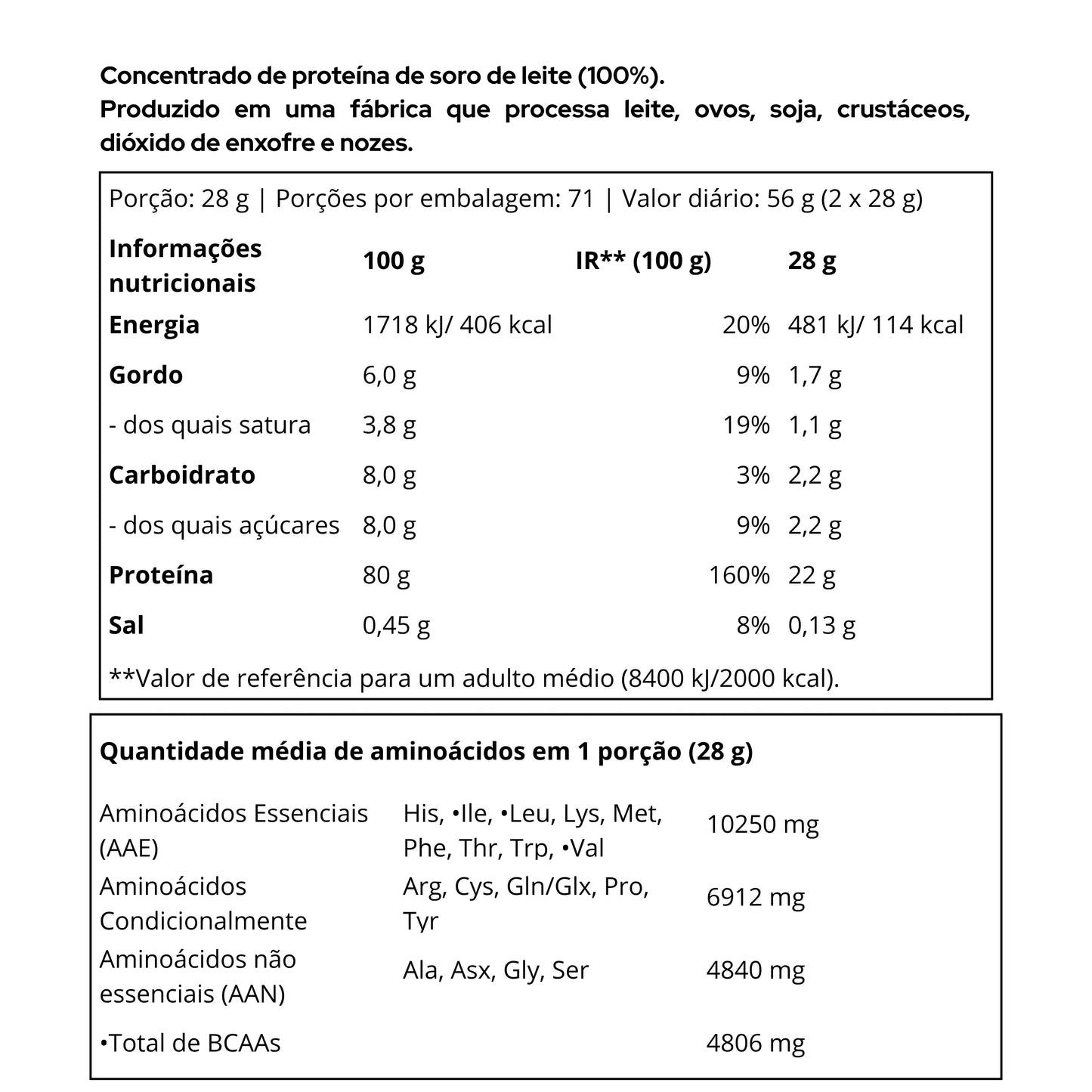 100% Pure Whey Natural - Sem Sabor