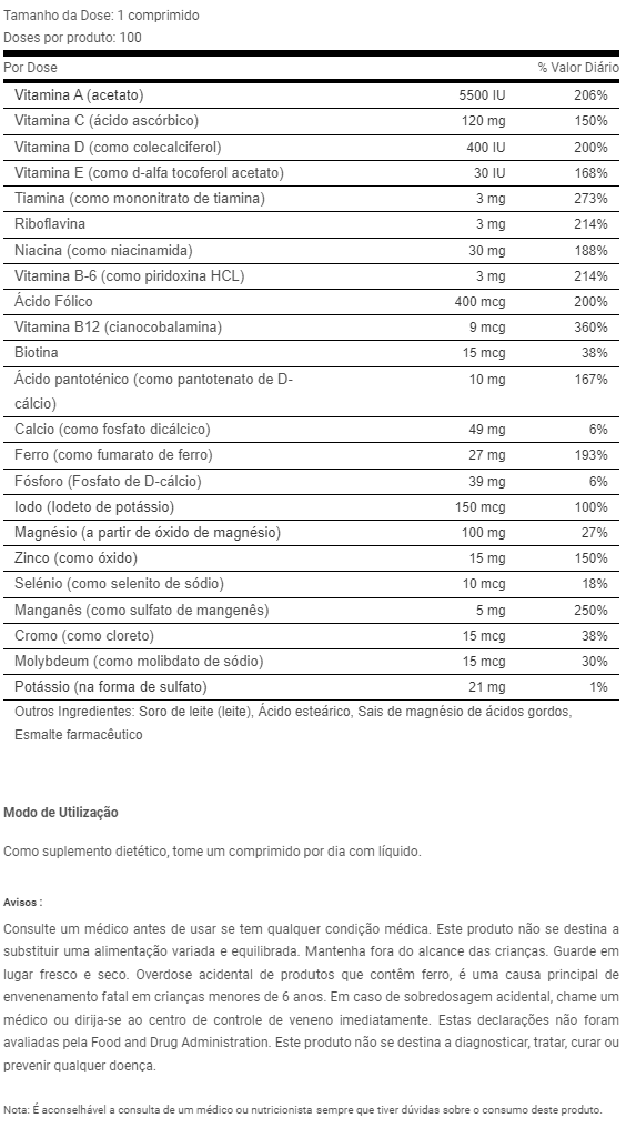 ONE A DAY 100 comprimidos - BioTechUSA