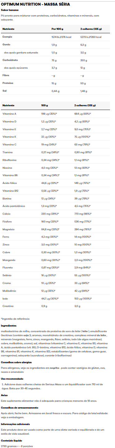 Serious Mass Optimum Nutrition
