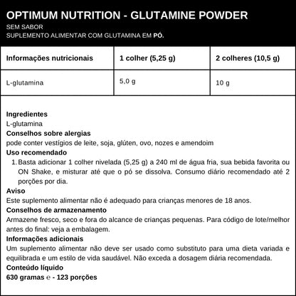 Glutamine Powder 630g Optimum Nutrition