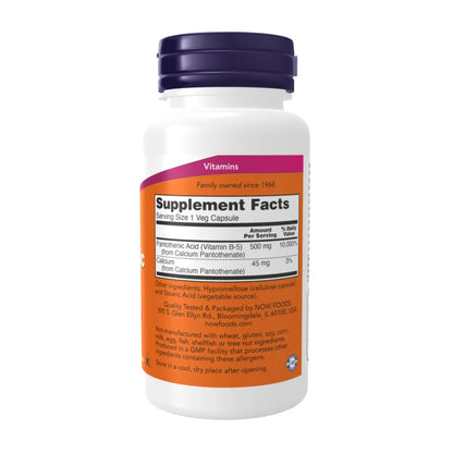Pantothenic Acid 500 mg - 100 Capsules