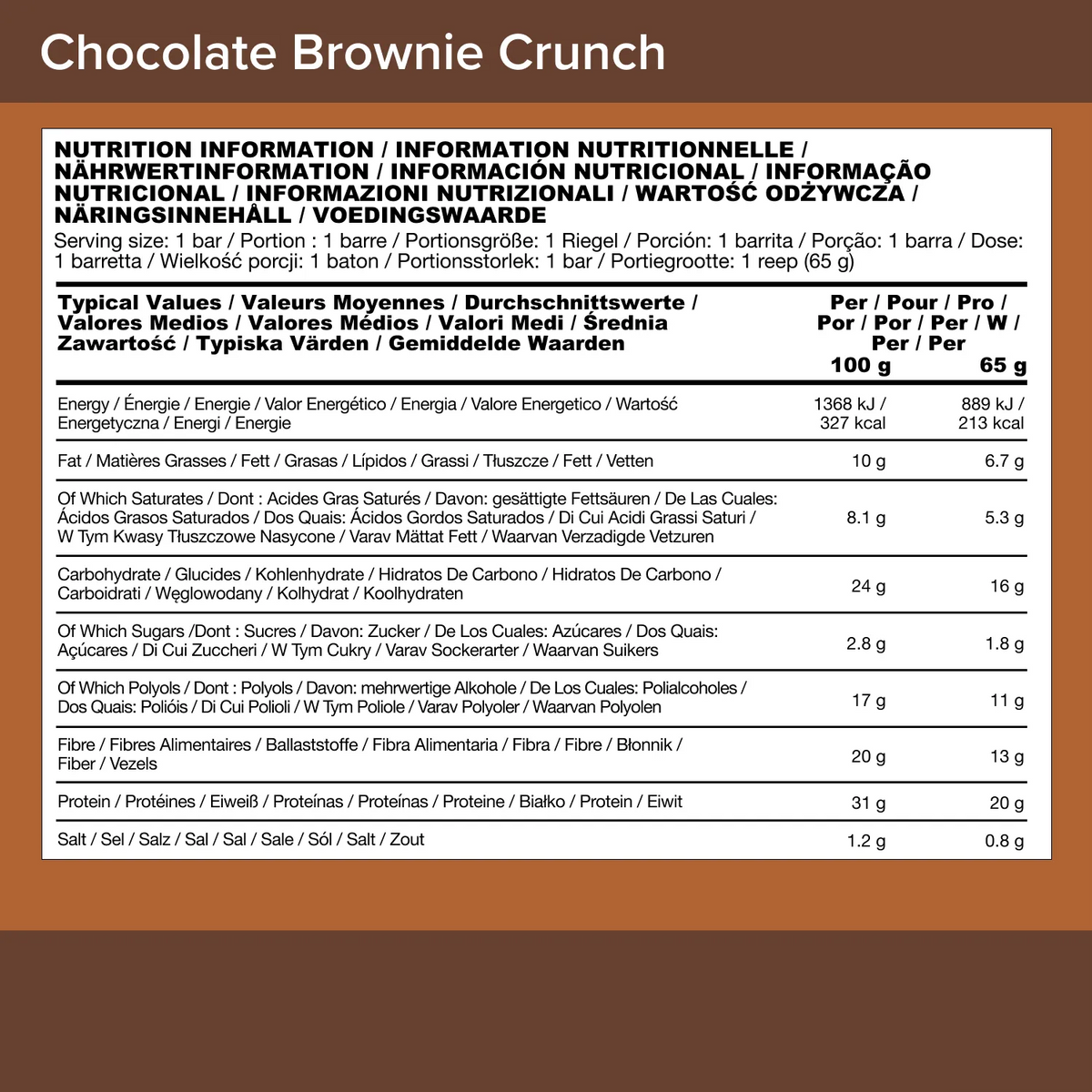 Chocolate Brownie Crunch Protein Bar - 20g High Protein
