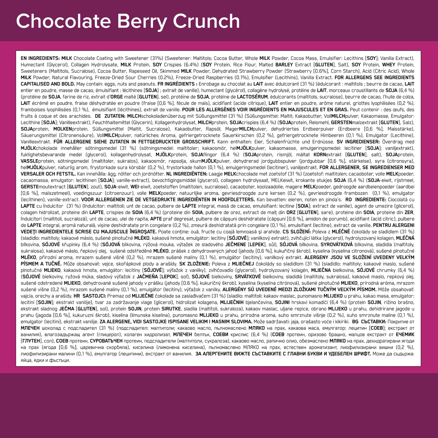 CHOCOLATE BERRY CRUNCH PROTEIN BAR