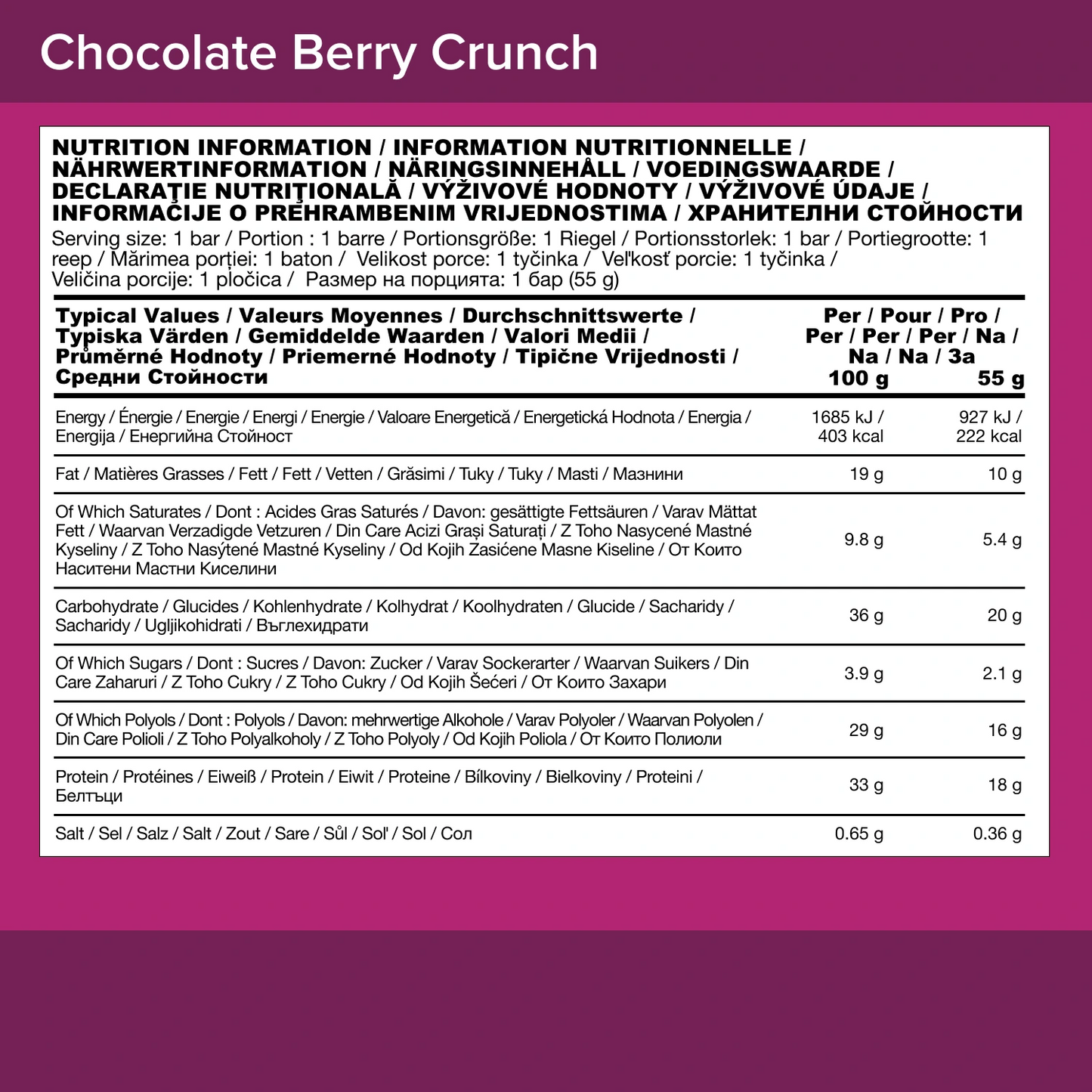 CHOCOLATE BERRY CRUNCH PROTEIN BAR