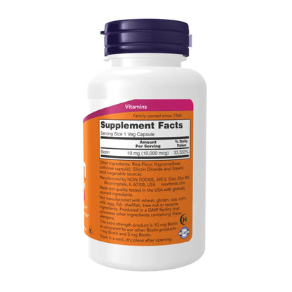 Biotin 10 mg Extra Strength - 120 Capsules