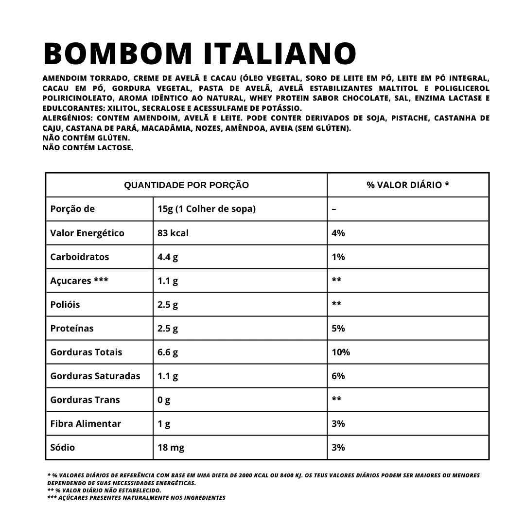 Manteiga de Amendoim Sabor Bombom Italiano