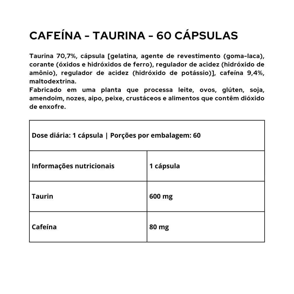 Caffeine+Taurine - 60 Cápsulas
