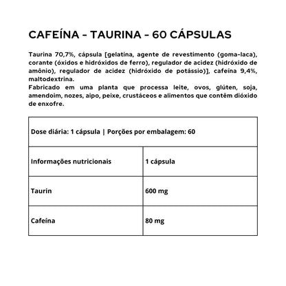 Caffeine+Taurine - 60 Cápsulas
