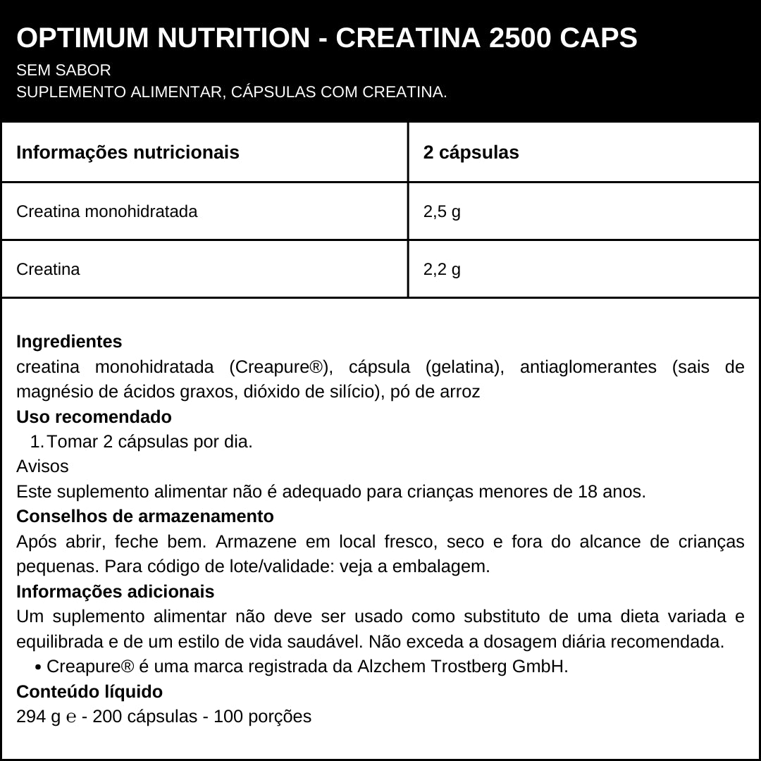 Creatine 2500 Caps Optimum Nutrition