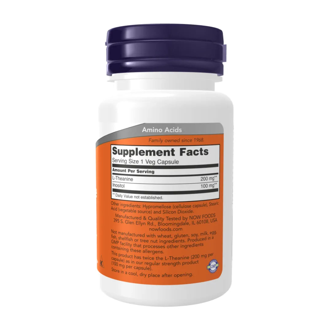 L-Theanine, Double Strength 200 mg - 60 Veg Capsules