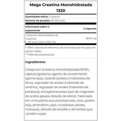 Mega Creatine Monohydrate 1320 - 120 CAPS