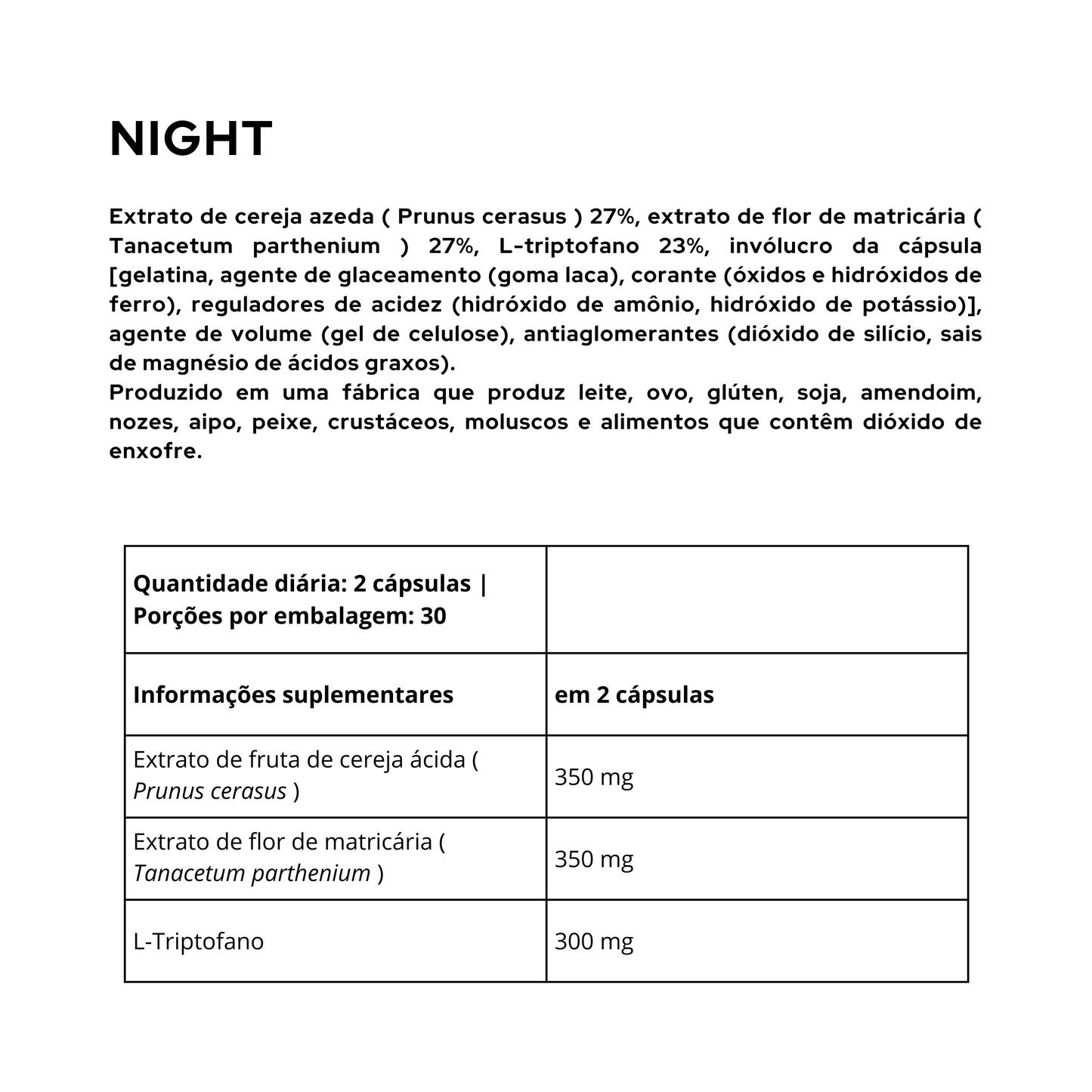 NIGHT - 60 Cápsulas