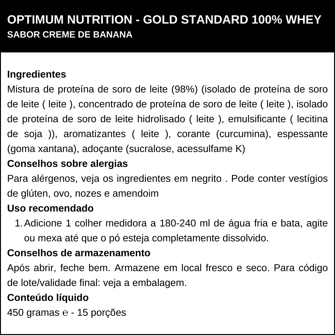 Whey Protein Gold Standard 100% Optimum Nutrition