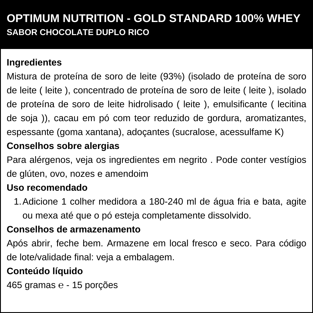 Whey Protein Gold Standard 100% Optimum Nutrition