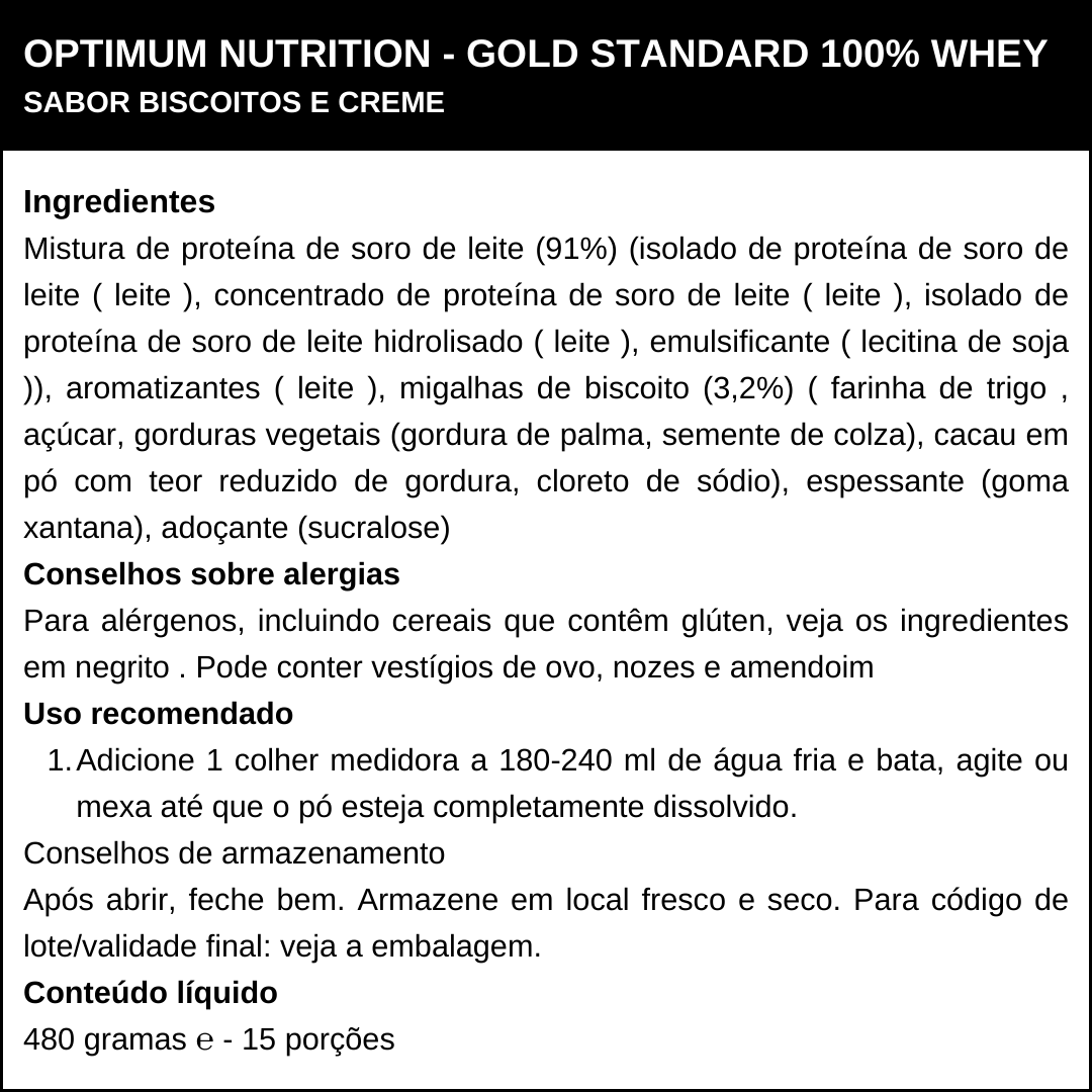 Whey Protein Gold Standard 100% Optimum Nutrition