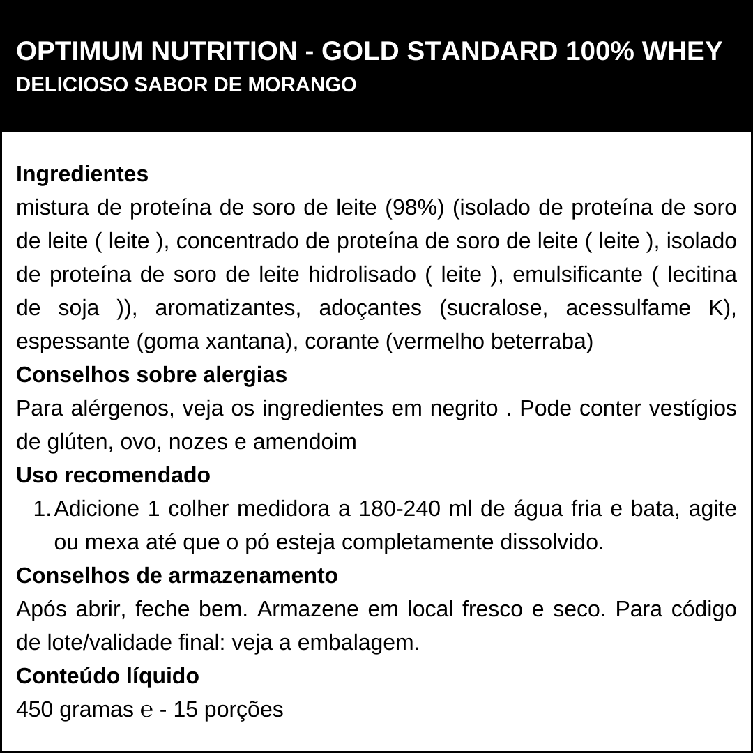 Whey Protein Gold Standard 100% Optimum Nutrition